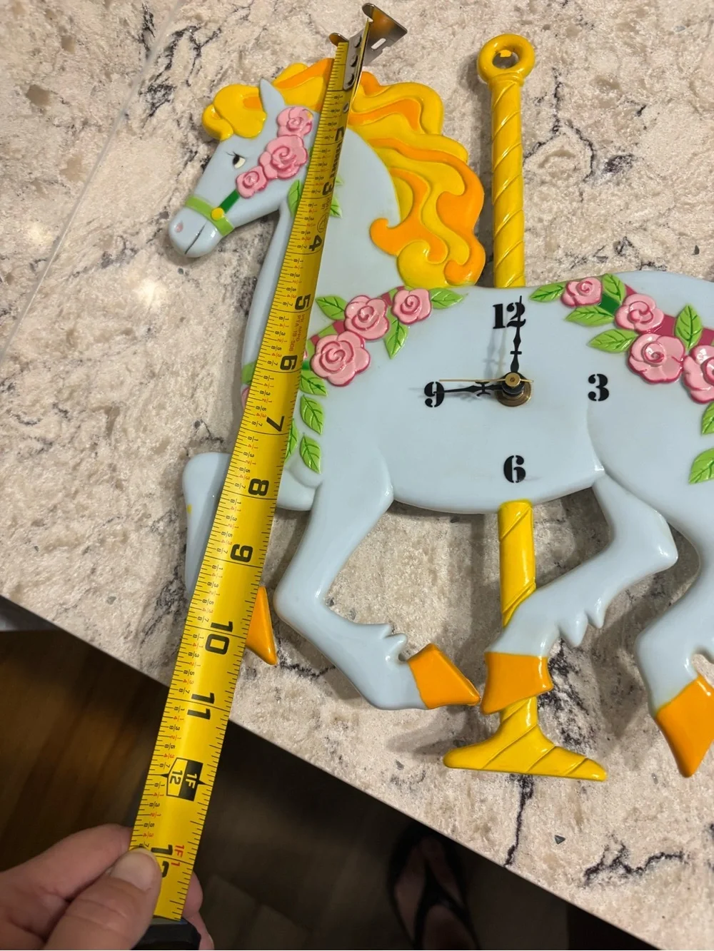 Vintage J.S.N.Y. Plastic Carousel Horse Wall Clock Retro Nursery Decor